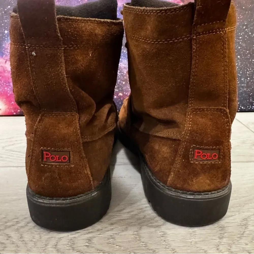 POLO Ralph Lauren Boots RANGER HI Combat Youth Sz 7 Brown Leather Moc Toe /40 EU